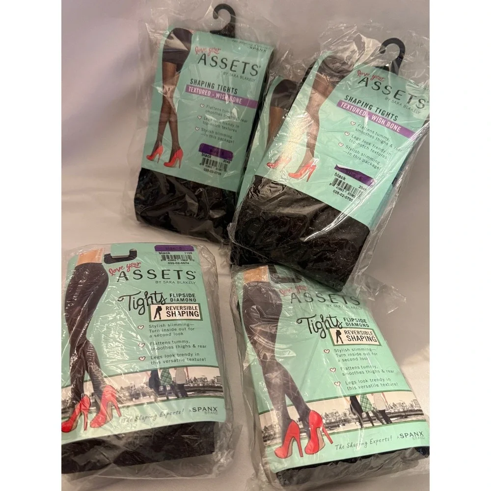 Lot of 5 Assets by Sara Blakely Size 5 Shaping Tights Black NIP Spanx Mix